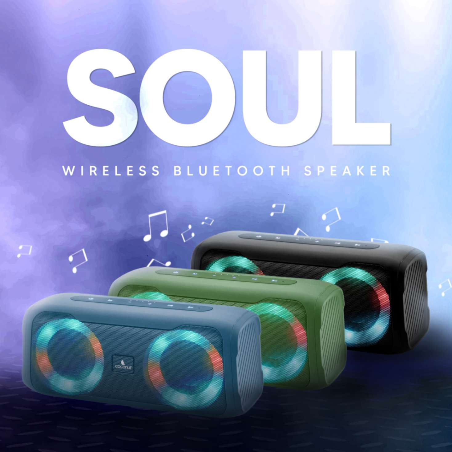 Compact Soul 8W Bluetooth speaker with RGB lights and Bluetooth 5.1